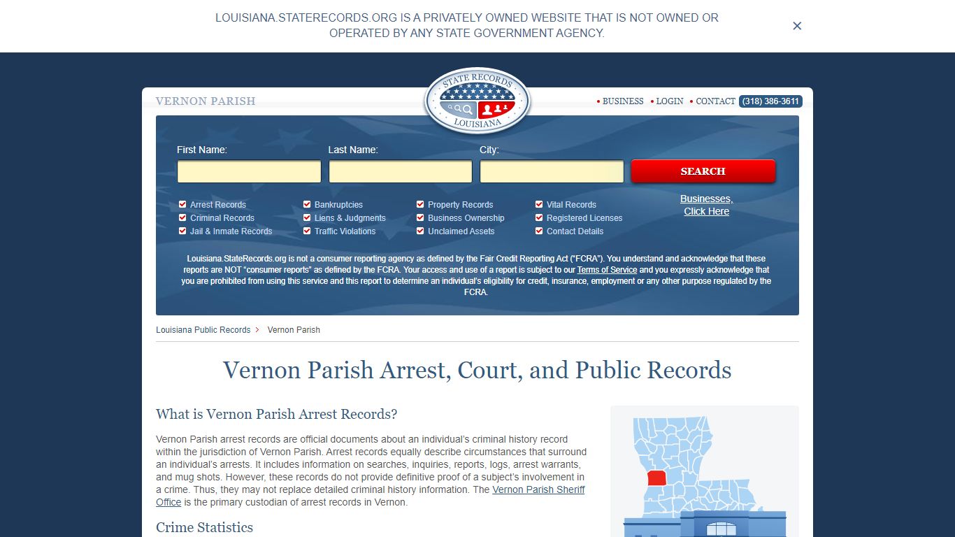 Vernon Parish Arrest, Court, and Public Records