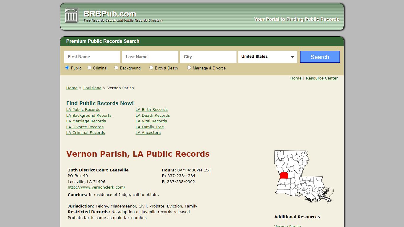Vernon Parish Public Records | Search Louisiana Government Databases